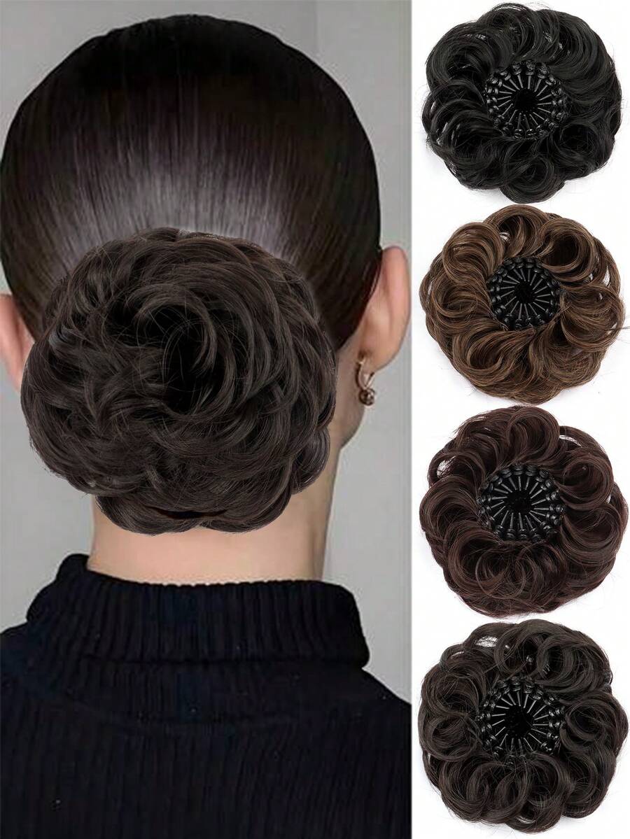 Synthetic Hair Bun Extensions Messy Curly Hair Scrunchies New StyleHairpieces Synthetic Chignon Donut Updo Hair Pieces For Women - Multicolor - View 1