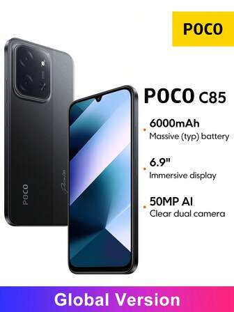 Xiaomi POCO C85 NFC Smartphone 6GB + 128GB/8GB + 256GB Global Version 6.9" Dot Drop Display 120Hz Refresh Rate 6000mAh (Typ) Battery 33W Fast Charging 50MP Main Camera AI Face Unlock IP64 Splash, Water And Dust Resistant,Christmas Gift For Children And Parents