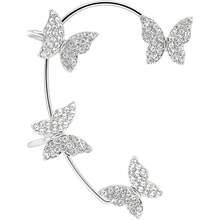 1PC Charming Zinc Alloy Cubic Zirconia Butterfly-Decorated Ear Bags Are The Perfect Daily Decoration For Women - Silver - View 2