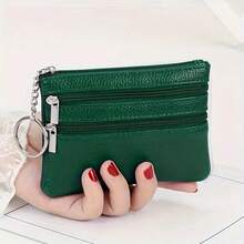 1 Pure Color Mini Coin Zippered Wallet-A Minimalist Texture, Versatile Lightweight Women's Card Holder, Portable Keychain Handbag, Sleek Design, Retro Mini Wallet With Keyring. - Nhiều màu - Xem 13