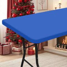 1pc Christmas Polyester Blend Half-Covered Table Cover, Suitable For Various Occasions Decoration