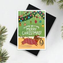 趣味圣诞贺卡、圣诞快乐贺卡、腊肠犬圣诞贺卡、爱狗人士圣诞贺卡、宠物圣诞贺卡、友谊贺卡、周年纪念贺卡、圣诞礼物贺卡、生日贺卡 - 彩色 - 查看 7