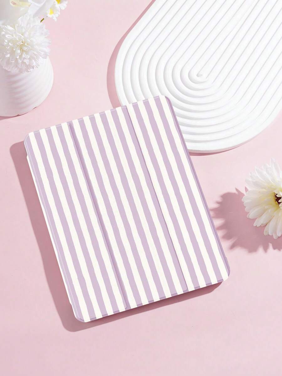 Kingsung 简约紫色直线图案平板电脑保护套，兼容 iPad 9.7/10.2/10.5/10.9/12.9/Pro 11（第十代），兼容三星 Galaxy Tab S6 Lite 10.4 英寸，兼容 Kindle Paperwhite 第十二代（2024 年款），Kindle 第十一代（2022 年款），柔软防震，带智能支架/自动唤醒/睡眠功能