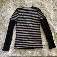 Y2k Grunge Shirts Fairy Gothic Tops Women Vintage Aesthetic Graphic Baggy Tees 90s E Girls Emo Top Harajuku Fall Clothes Women Y2k Long Sleeve Crew Neck T-Shirt Stripes Slim Fit Shirts Tops Streetwear - màu đen - Xem 5