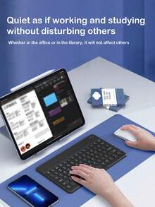 AKKHOO 10 英寸超薄可充电静音无线键盘，兼容 iPad、电脑、手机、平板电脑 - 黑色 - 查看 4