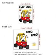 ملصق حائط جديد بشكل بطة كرتونية تقود سيارة حمراء، مناسب لديكور غرفة النوم وغرفة المعيشة، ملصقات ديكور المنزل