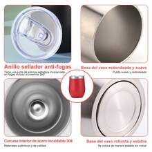 Vaso térmico, acero inoxidable 12oz, forma de huevo, vaso isotermo - Verde - Ver 3