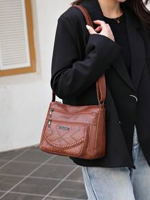 新款韩版时尚软皮女士旅行背包 - 棕色 - 查看 8