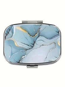 1 hộp đựng thuốc bằng kim loại họa tiết đá cẩm thạch có 2 ngăn - Hộp đựng thuốc thời trang, di động khi đi du lịch và sử dụng hàng ngày - Quà tặng lý tưởng cho phụ nữ, nam giới hoặc sự sáng tạo độc đáo, hộp đựng thuốc - Hộp đựng thuốc vuông - Xem 24