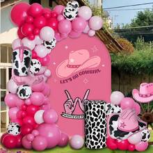 104 piezas Conjunto de decoración de globos de fiesta de vaquero occidental, botas y sombreros rosas con globos fucsia, ideal para baby shower, fiesta de cumpleaños de granja para niñas, decoración de fiesta de despedida de soltera
