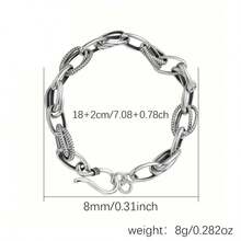 1 件独特复古 925 纯银几何扭链手链，适合女性度假、日常、派对、婚礼佩戴 - 銀色 - 查看 4