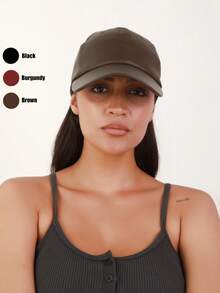 1 pièce Casquette de baseball vintage unisexe en PU de couleur unie, réglable et douce, convient pour les sorties décontractées et les rendez-vous - couleur unie - Voir 12