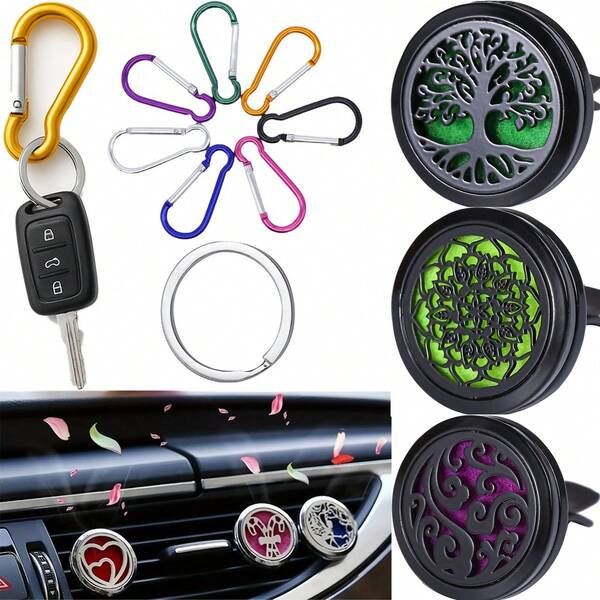 Autoduftdiffuser, 1 Stück Lüftungsclip (Duftstoffe nicht enthalten), Innenausstattung für Klimaanlagenauslässe des Fahrzeugs, inklusive 10 Unterlegscheiben und einem Schlüsselring-Set.