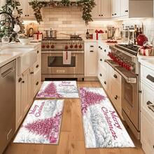 Pink Christmas Tree Microfiber Doormat - Quick-Dry, Non-Slip, Machine Washable, Waterproof & Stain Resistant - Perfect For Kitchen, Bathroom, Holiday Decor & Gifts - Multicolor - View 7
