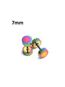 1 件不锈钢圆盘杠铃耳环，男女通用，适合日常佩戴