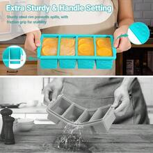 Silicone Freezer Molds For Soup With Lid 1Cup Soup Container Style Ice Cube Trays For Freezer Meal Prep Food Storage Freeze 250mL 125mL Portions 2 Pack - Hồ xanh - Xem 4