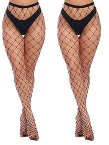 1-4双装女士高腰印花渔网袜，吊带连裤袜及大腿袜，黑色圣诞礼物 - 常規款 - 查看 16