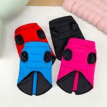 1pc New Autumn Winter Pet Clothes Zip Up Vest Warm Dog Jacket With Leash Hook, Fashionable - Black - View 4