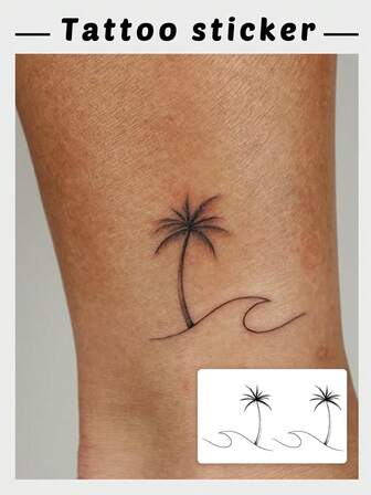 1 件简约棕榈树临时纹身贴纸，防水防汗，男女通用