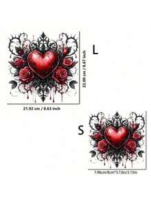 1pc/2pcs/3pcs Halloween Rose Flower & Heart DIY Heat Transfer Stickers, Suitable For T-Shirts, Pants, Pillows, High-Quality Washable And Durable Heat Press Decals, No Cutting Required Pre-Cut Design, High Adhesiveness No White Edges, Cartoon Halloween Themed Patterns
