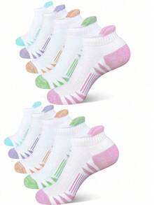 5 paquetes de calcetines de tobillo deportivos para mujer, calcetines de compresión para correr para mujer, calcetines cómodos y suaves con lengüeta