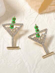 1 Pair Handmade Champagne Glass Earrings, Elegant Creative Earrings For Women, Suitable For Parties And Festivals, Perfect Gift