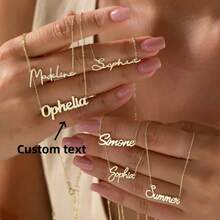 Customized Stainless Steel Name Necklace - Personalized Cursive/Handwritten Font, Handmade Jewelry Gift For Women, Mother's Day, Birthday, Christmas - Casual Wear, Multi-Occasion Jewelry, Customized Name Necklace, Special Occasion Accessory