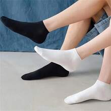 5 Pairs Of Black, White, And Gray Short Socks Suitable For All Seasons,For Both Men And Women, Suitable For Daily Casual Wear - trắng - Xem 6