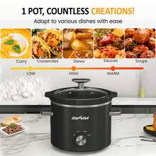 2 Quart Slow Cooker, Small Slow Cooker With Removable Ceramic Pot, Slow Cooker Food Warmer With 3 Heating Settings & Dishwasher  Glass Lid - View 4