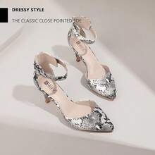 Women's IN3 D'Orsay Pumps Low Kitten Heels For Women Dress Shoes Pointed Closed Toe Wedding Bride Ankle Strap Dressy Silver Black Nude White Gold Heels For Women-2025 - 蛇白 - 查看 3