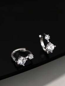 GAGAFEEL 1 对 S925 纯银白色锆石环形耳环，哥特式耳环，高端质感，适合日常佩戴