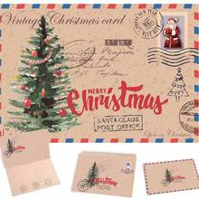 10张复古牛皮圣诞贺卡，复古圣诞礼品卡，可爱卡通贺卡，附祝福语，1张卡片+1张纸条，卡通圣诞贺卡，适合赠送给家人朋友，圣诞节 - 均碼 - 查看 11