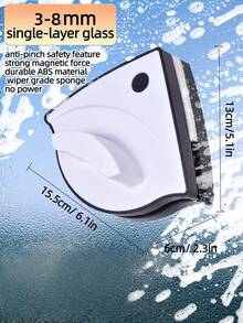 升级版双面磁性窗户清洁器，强力磁铁，适用于 3-8 毫米/5-12 毫米单层玻璃，三角形设计，带刮水器级海绵，无需电源，防夹安全功能，耐用 ABS 材料 - 彩色 - 查看 11