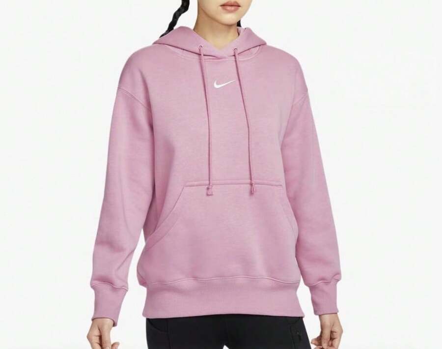 Nike Women's AS W NSW PHNX FLC OS PO Sweatshirt - Pink - View 1