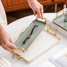 1 pièce Set de plateaux alimentaires à bordure dorée/argentée, en matériau PS, convient pour l'affichage et le stockage du pain, des pâtisseries, des fruits, des collations, des desserts, idéal pour les fêtes et les jours fériés