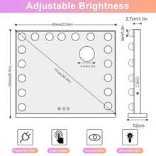 LED Makeup Vanity Cosmetic Mirror With 17 Lights 60cm Large Mirror - White - View 7