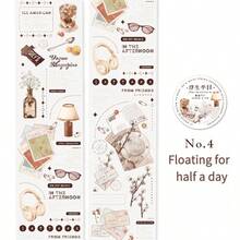 Băng keo PET & giấy góc cổ điển 60mm*2m - Họa tiết đồ nội thất cổ điển và đồ uống cà phê, thích hợp cho nhật ký, album ảnh, đồ thủ công DIY, trang trí sổ kế hoạch, gói quà. Mực PET trắng mờ, họa tiết lặp lại 350mm, thẩm mỹ cổ điển, chống rách. - Nhiều màu - Xem 12