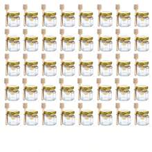 1.5 Oz Hexagon Honey Pot Mini Glass Jars - 20/24/25/30/40/48/50/60 Pcs Honey Jars With Wooden Dipper, Gold Lid, Bee Charm, Burlap - Perfect For Wedding Favors, Party Gifts, Baby Shower