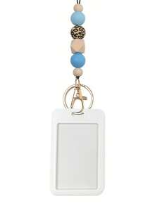 1 件教师挂绳，用于身份徽章，带钥匙扣的串珠挂绳，硅胶豹纹串珠钥匙扣挂绳，适合学生、教师、护士、教师感谢礼物，是送给医生、护士、工人的情人节礼物