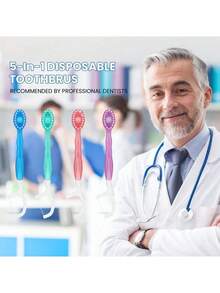 10 Pcs Mini Brushes-Disposable Toothbrushes With Toothpaste,Toothpaste + Tongue Scrapers + Floss + Pick For Work Or Travel, Individually Wrapped For Work Or Travel