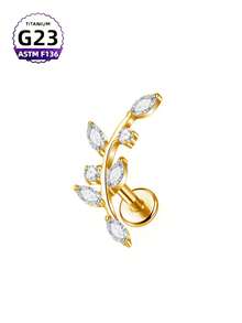 CatDObo 1 件 G23 钛合金唇钉耳屏耳环耳钉内螺纹氧化锆唇环耳软骨耳轮穿孔身体饰品 16G