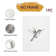1 pieza Obra de arte de pared con dibujo de colibrí, arte de pájaro en blanco y negro con alas, decoración primaveral para el hogar, dibujo de colibrí sin marco - Multicolor - Ver 11
