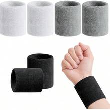 Pulseras Deportivas Antisudor (3 Pares/Algodón): Engrosadas Unisex, Ideal para Béisbol/Baloncesto/Gimnasio - Negro + blanco + gris - Ver 4