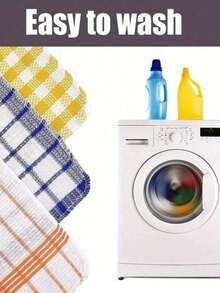 10 piezas Paño de cocina de doble cara a cuadros, paño de limpieza multifuncional, paño de limpieza para automóvil (color aleatorio)