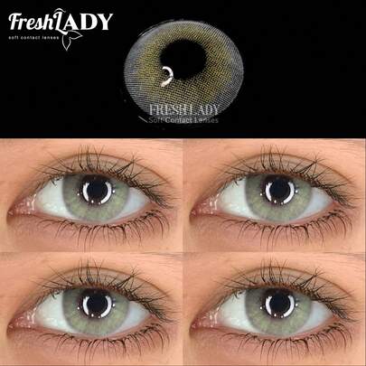 FRESH LADY Freshlady 学生时尚隐形眼镜 瞳孔 处方 极光 蓝灰色 彩色隐形眼镜 1 年抛 万圣节服装 角色扮演