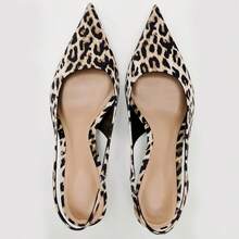 Fashion Leopard Print Slingback Pumps Shoes For Women Pointed Toe Kitten Heelshalloween - 181豹紋 - 查看 2