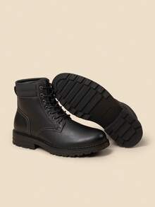 Men's Dress Oxford Fashion And Comfort Ankle Lace Up Casual Business Derby Black Boots For Business Trips And Outdoor Activities - 黑色 - 查看 6