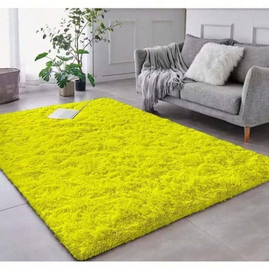 Luxury Shaggy Rug For Living Room Or Bedroom 2.00 X 1.40 - 黃色 - 查看 1