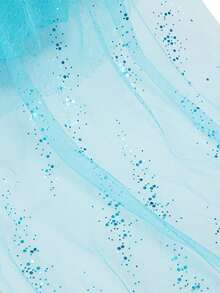 6 pièces/set Ensemble accessoire de robe cape à manches longues transparentes avec motif floral bleu ciel pour filles, costume de princesse pour enfants pour fête, carnaval - Bleu ciel - Voir 9