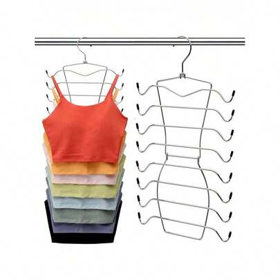 1pc Stainless Steel Foldable Clothes Drying Rack With Multi-Layer Storage Design, Perfect For Hanging And Organizing Underwear, Bras, And Delicate Garments, Thickened Metal Construction With Seamless Neck-Style Hanger System, Compact Foldable Laundry Organizer For Bedroom, Bathroom, And Closet Space-Saving Solutions.